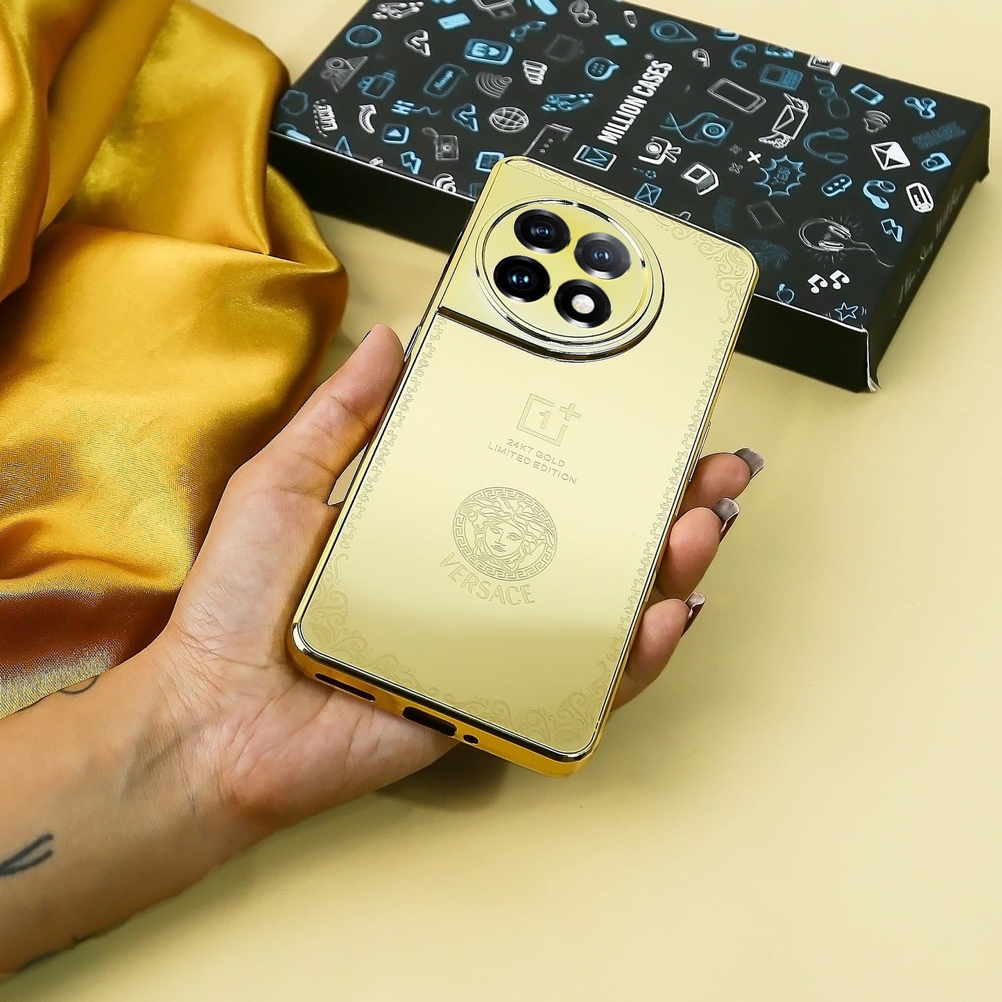OnePlus 10T Crafted Gold Luxurious Camera Protective Case