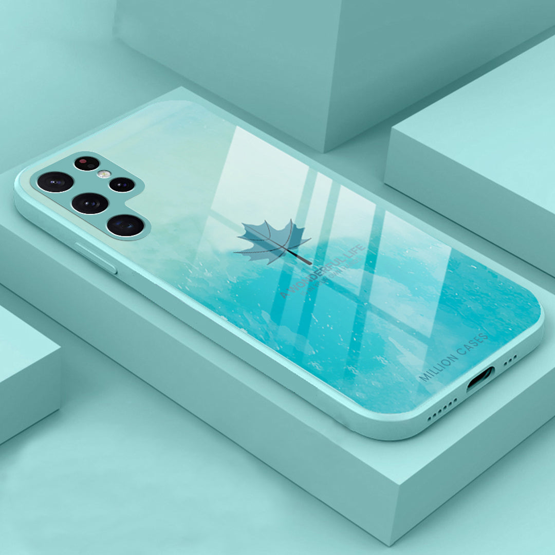 Galaxy S23 Series Watercolor Mapple Leaf Glass Case