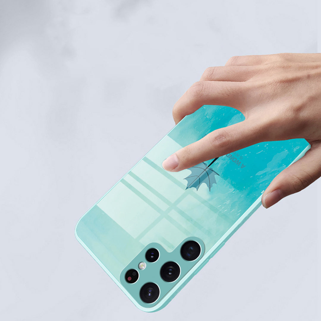 Galaxy S23 Series Watercolor Mapple Leaf Glass Case