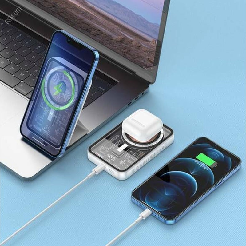 ClearVolt™ 5000 mAh Magnetic Wireless Transparent Power Bank