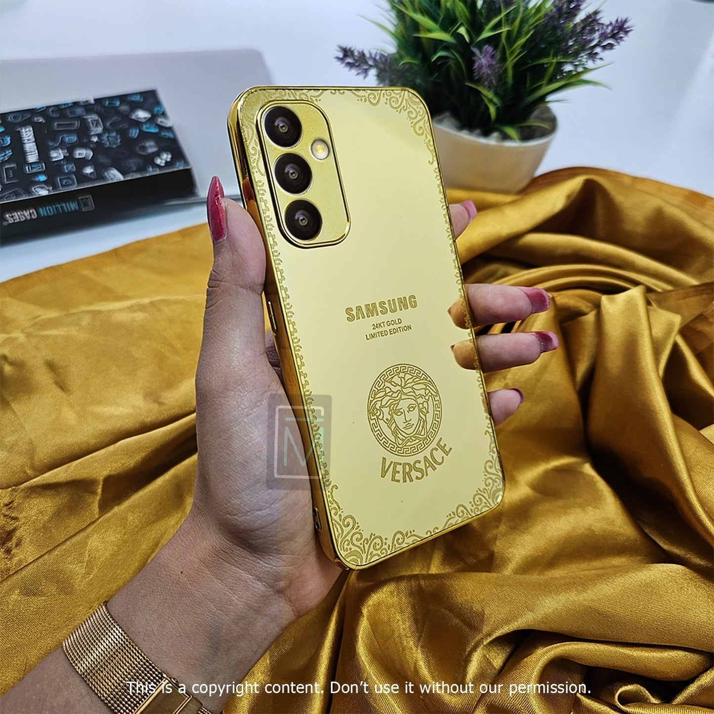 Galaxy A72 Crafted Gold Luxurious Camera Protective Case