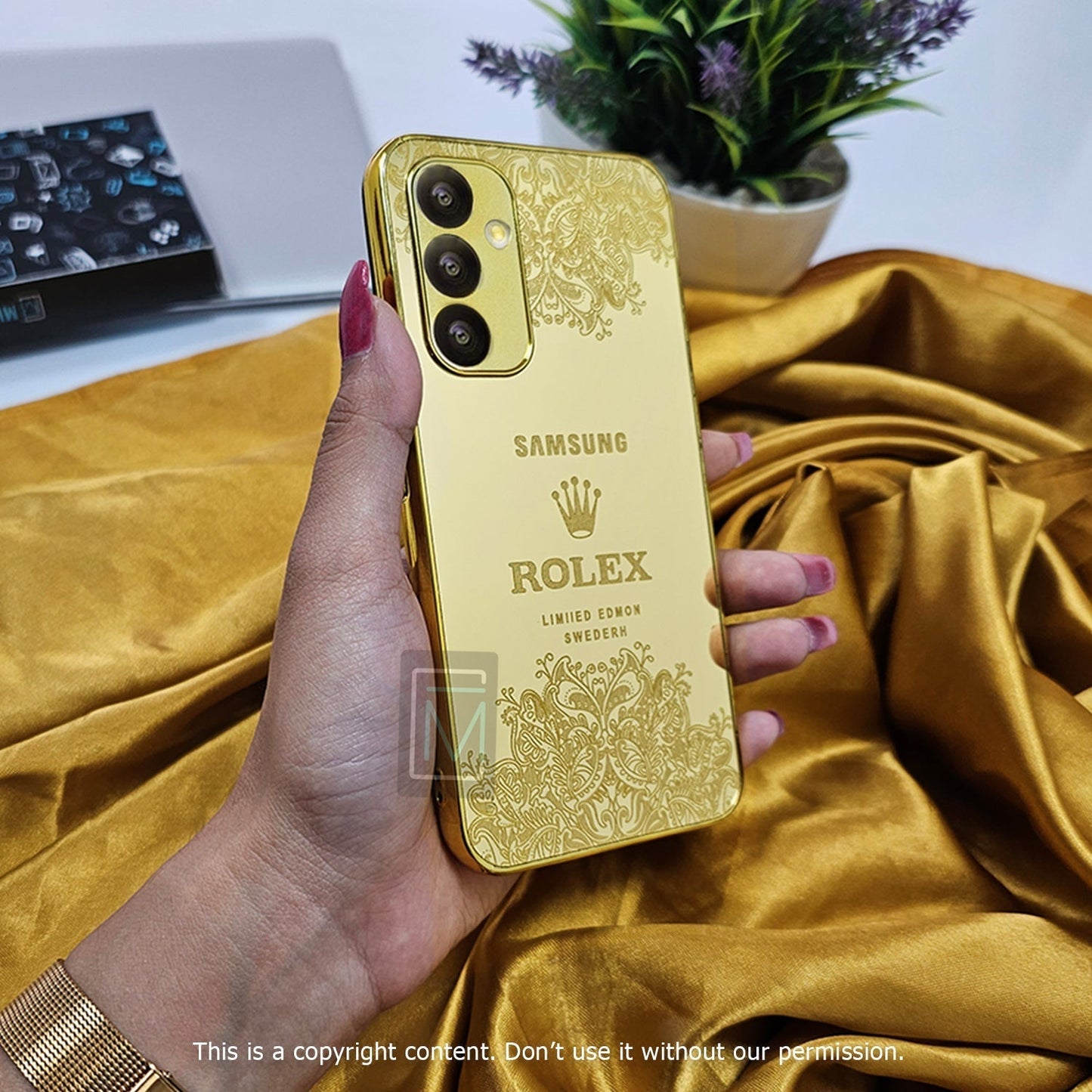 Galaxy A72 Crafted Gold Luxurious Camera Protective Case