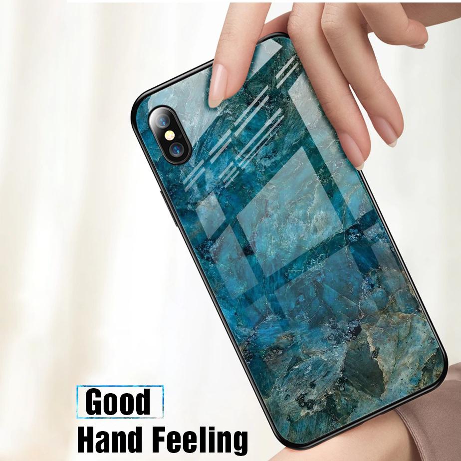 iPhone X/XS - Soothing Sea Pattern Marble Glass Back Case