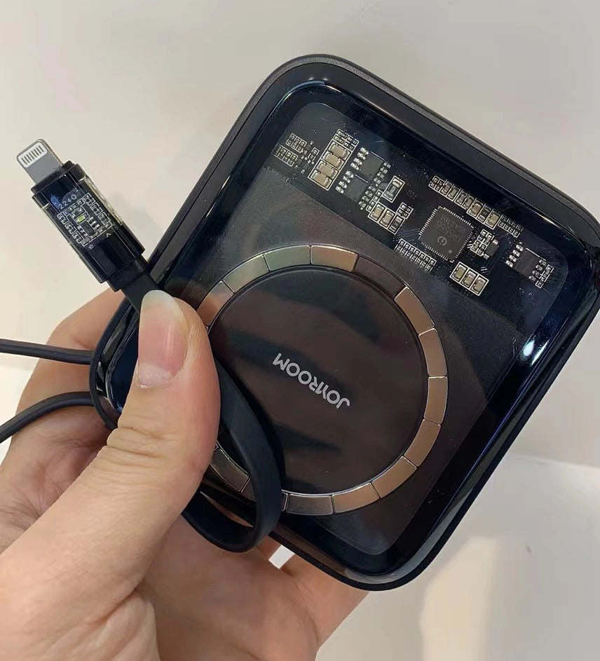 Mercury™ Magnetic Wireless Power Bank With In-Built Cable