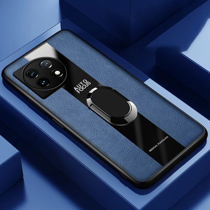 Plexiglass Luxury Leather Ring Case - OnePlus