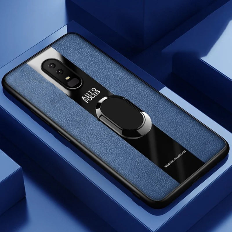 Plexiglass Luxury Leather Ring Case - OnePlus