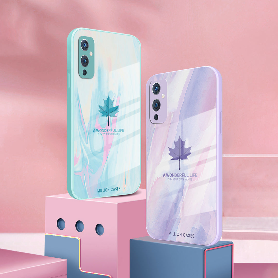 OnePlus 9 Watercolor Mapple Leaf Glass Case