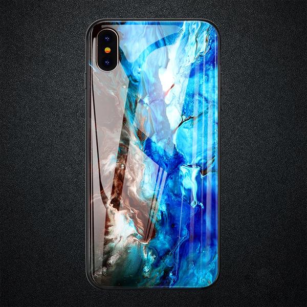 iPhone X/XS - Soothing Sea Pattern Marble Glass Back Case