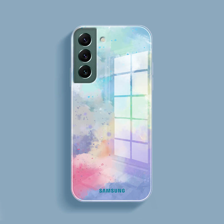 Galaxy S Series for Watercolor Splatter Glass Back Case