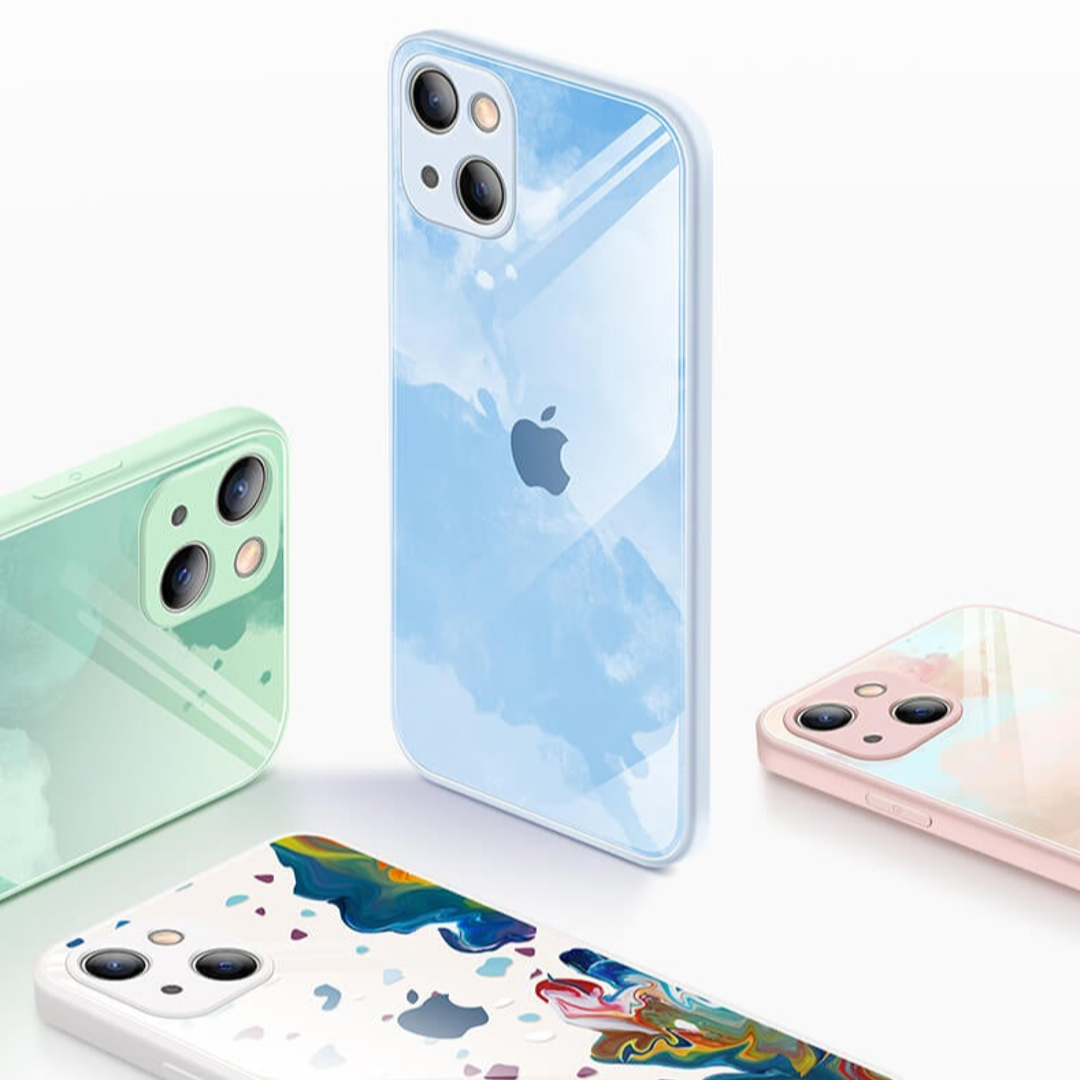 iPhone Series Colorful Wave Glass Phone Case