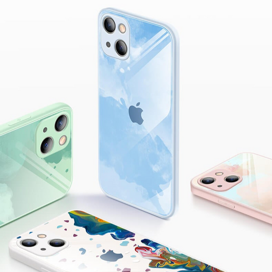 iPhone Series Colorful Wave Glass Phone Case
