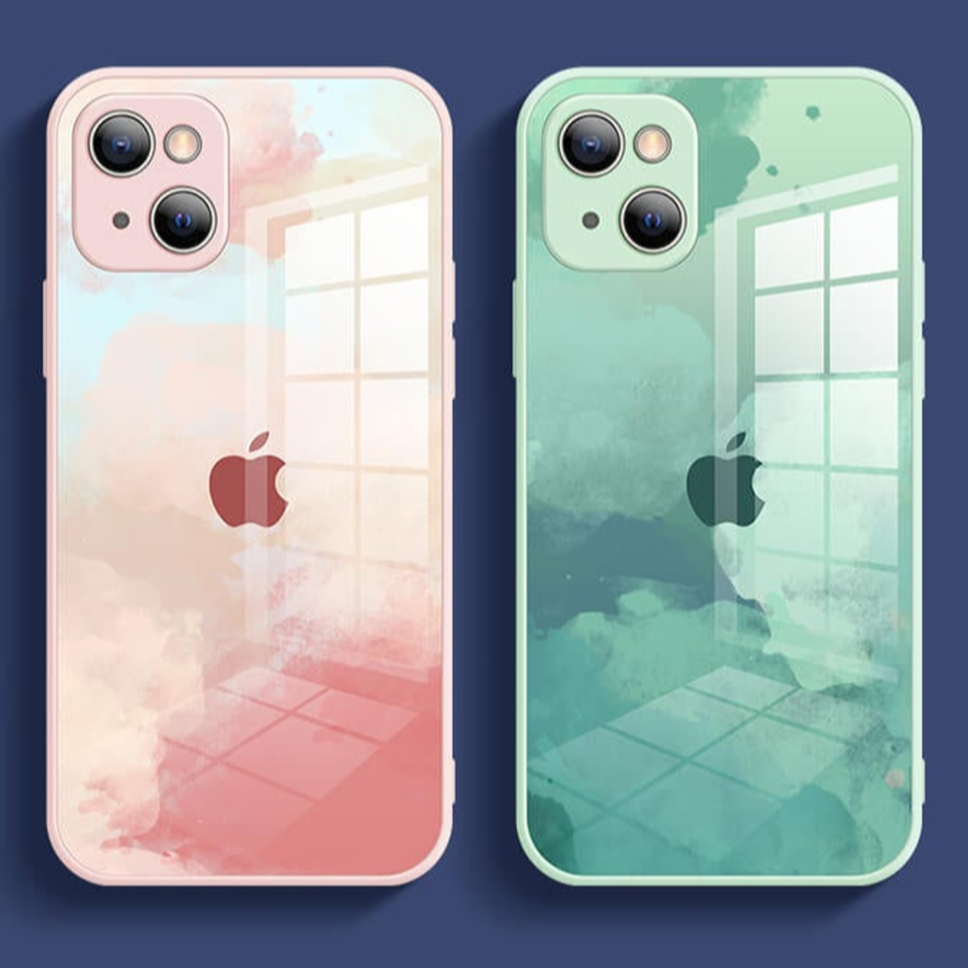 iPhone Series Colorful Wave Glass Phone Case