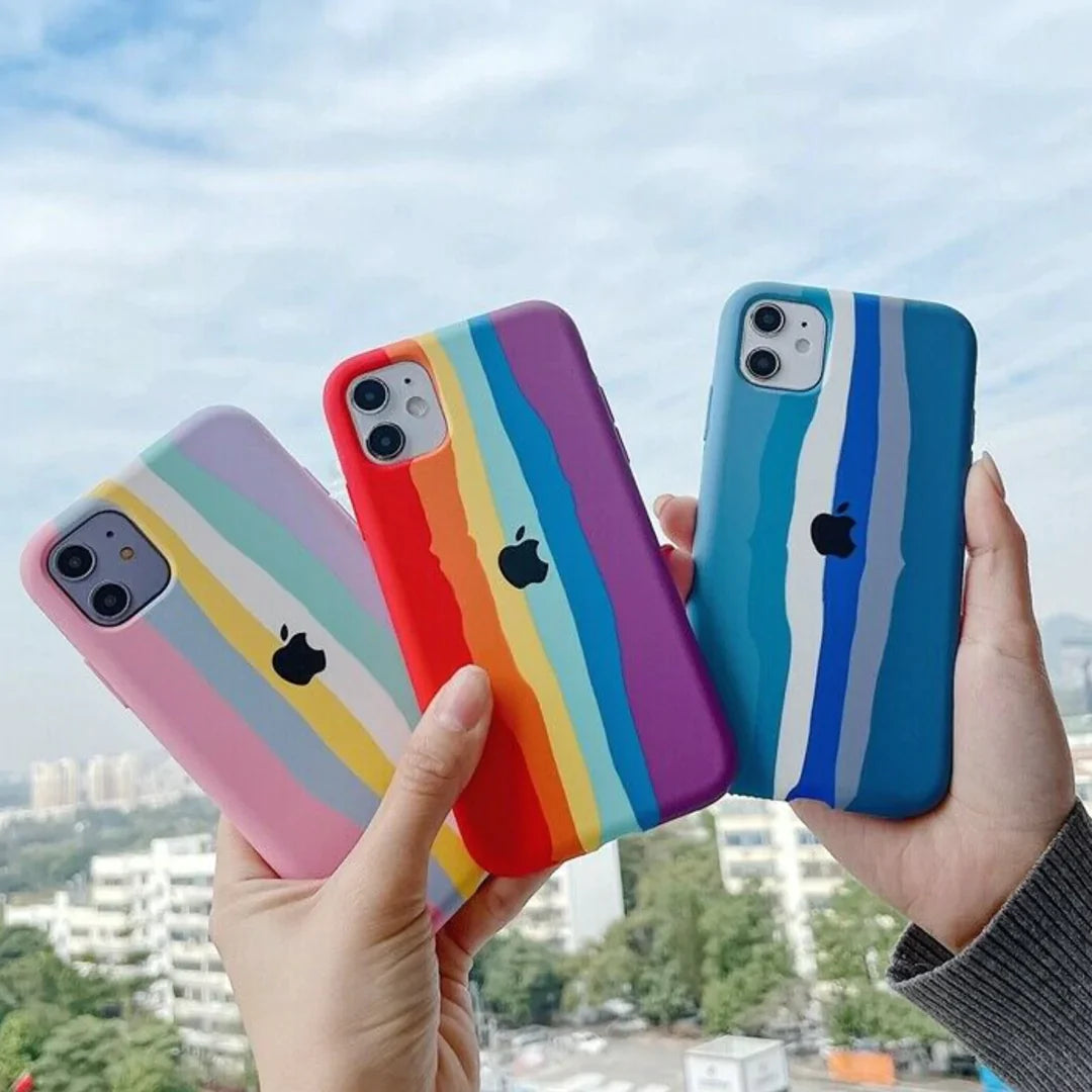 iPhone 12 Pro Max Rainbow Liquid Silicone Logo Case