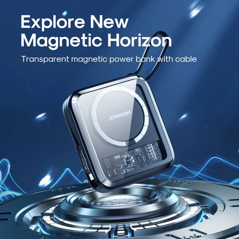 Mercury™ Magnetic Wireless Power Bank With In-Built Cable