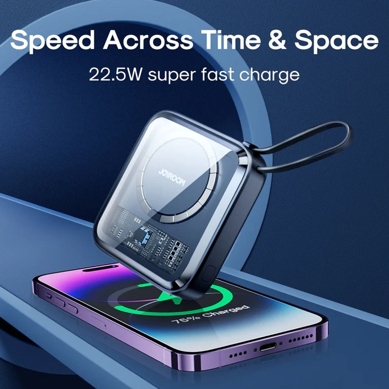 Mercury™ Magnetic Wireless Power Bank With In-Built Cable