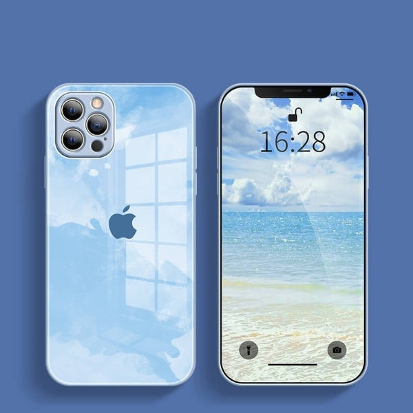 iPhone Series Colorful Wave Glass Phone Case