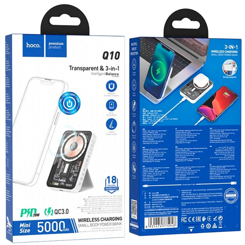 ClearVolt™ 5000 mAh Magnetic Wireless Transparent Power Bank
