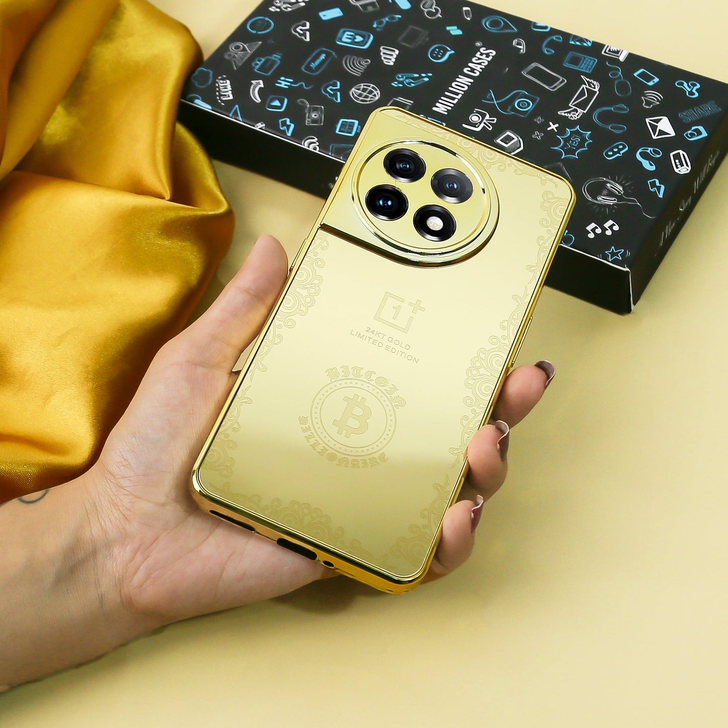 OnePlus 9RT Crafted Gold Luxurious Camera Protective Case