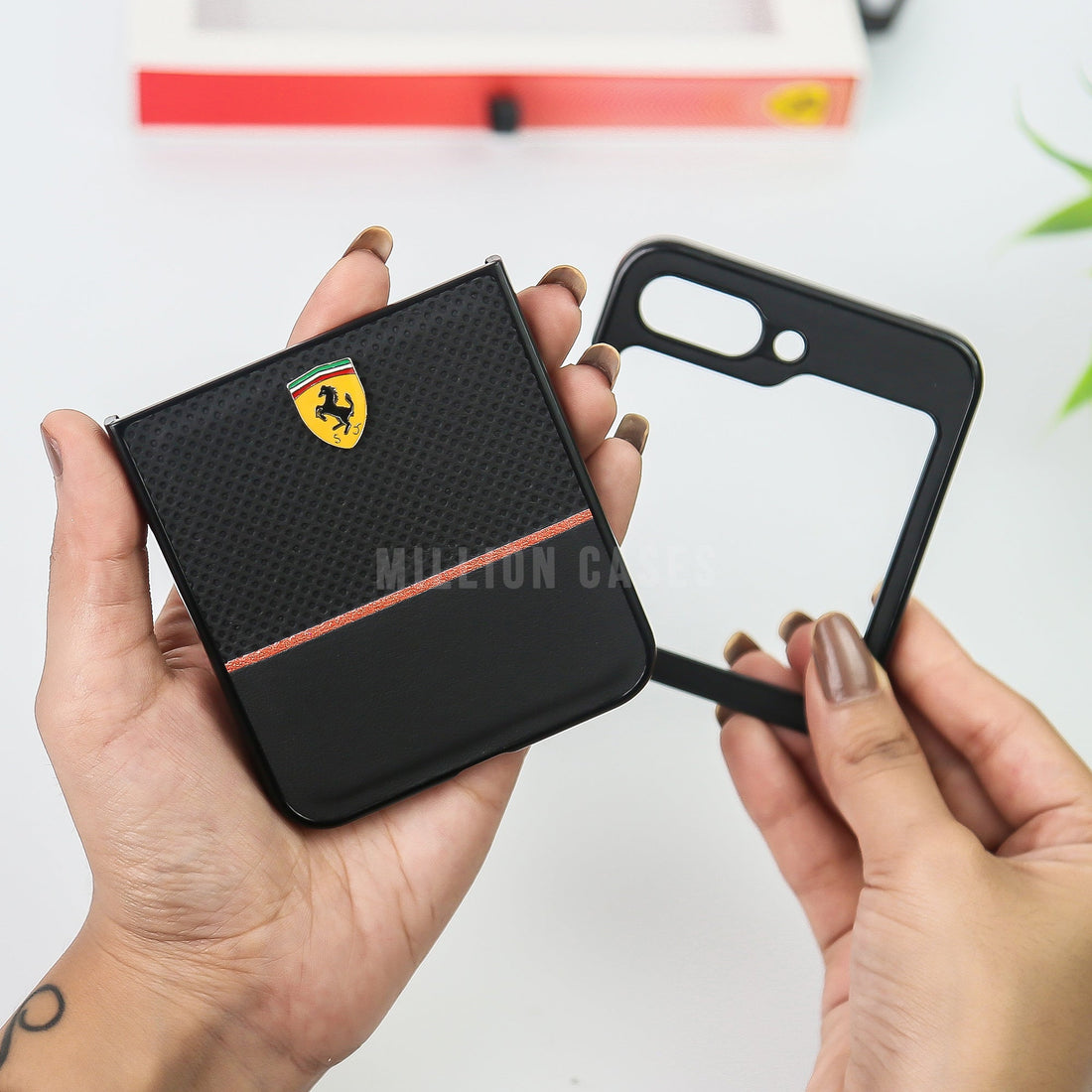 Galaxy Z Flip5 Premium Leather Ferrari Case
