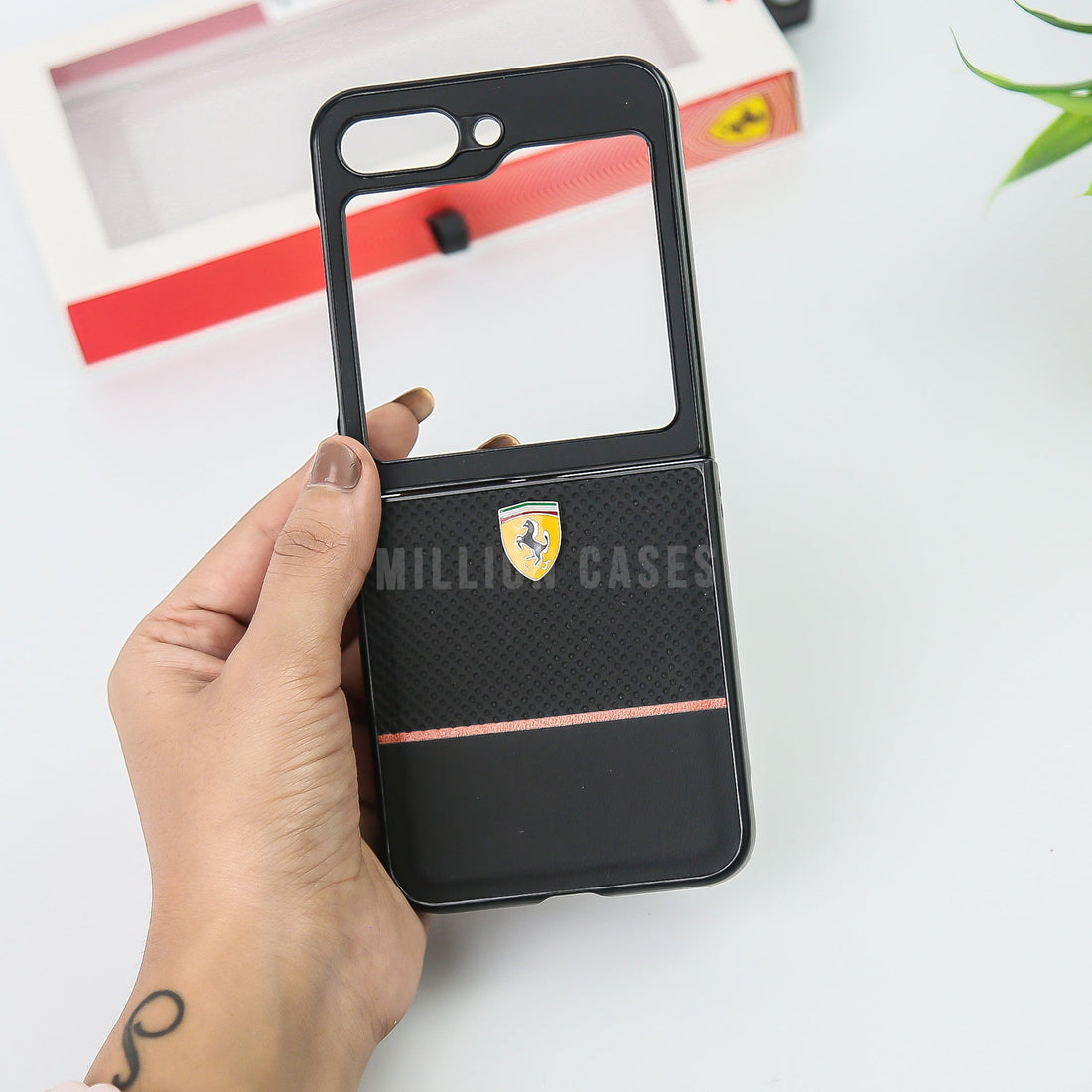 Galaxy Z Flip5 Premium Leather Ferrari Case