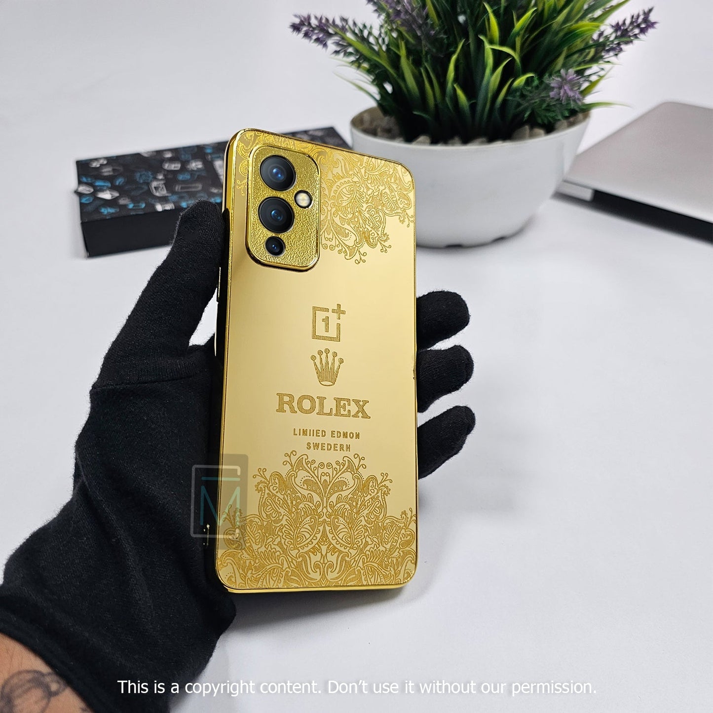 OnePlus 9RT Crafted Gold Luxurious Camera Protective Case