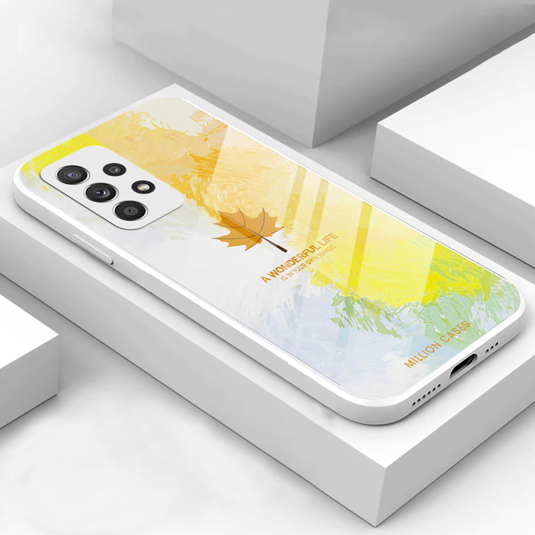 Galaxy S23 Series Watercolor Mapple Leaf Glass Case