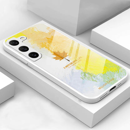 Galaxy S23 Series Watercolor Mapple Leaf Glass Case