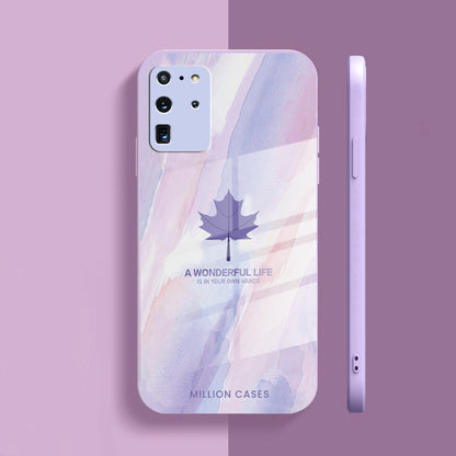 Watercolor Mapple Leaf Glass Case - Samsung