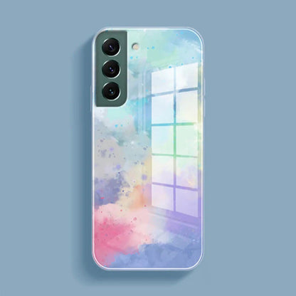 Galaxy S23 Series Watercolor Splatter Glass Back Case