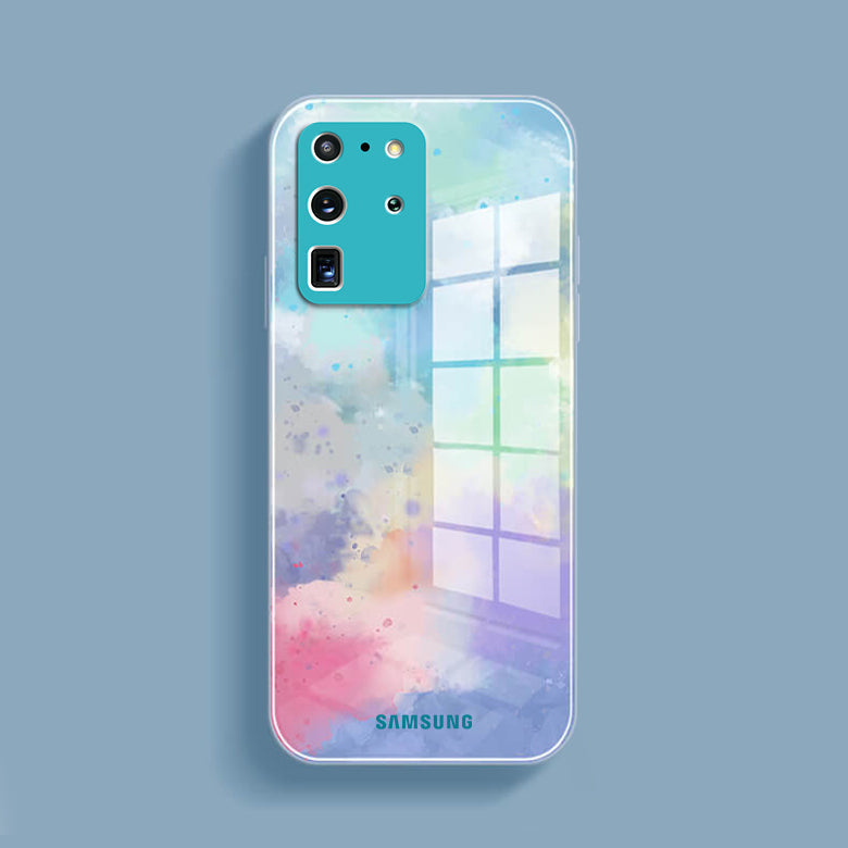 Galaxy S23 Series Watercolor Splatter Glass Back Case