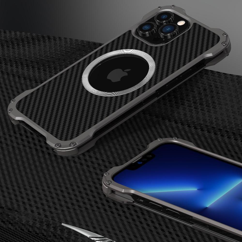 iPhone 14 Series R-Just Aluminium Carbon Fiber Case