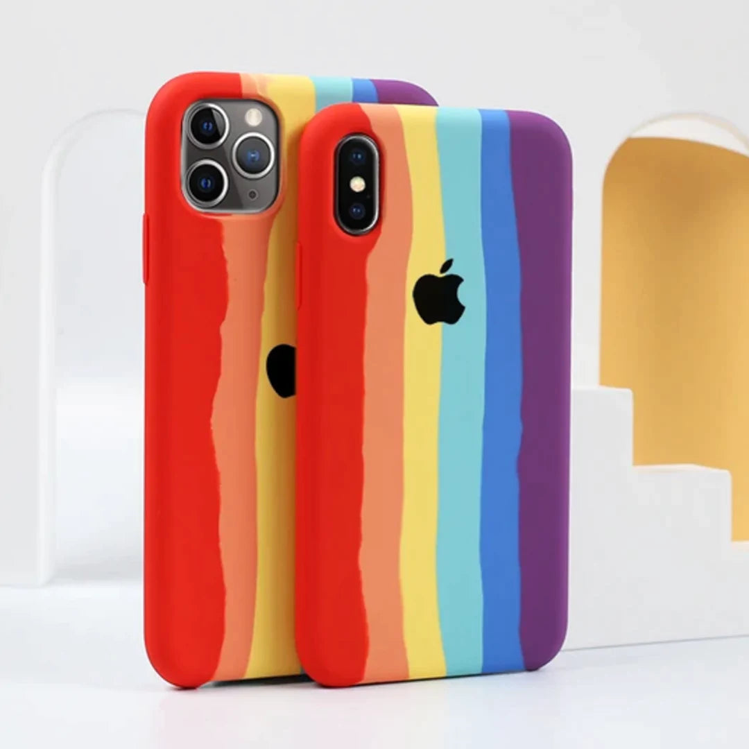 iPhone 12 Rainbow Liquid Silicone Logo Case