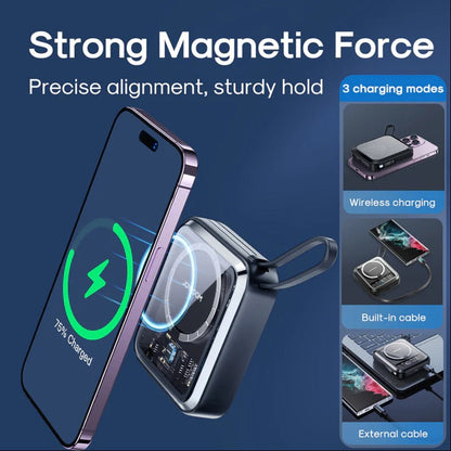 Mercury™ Magnetic Wireless Power Bank With In-Built Cable