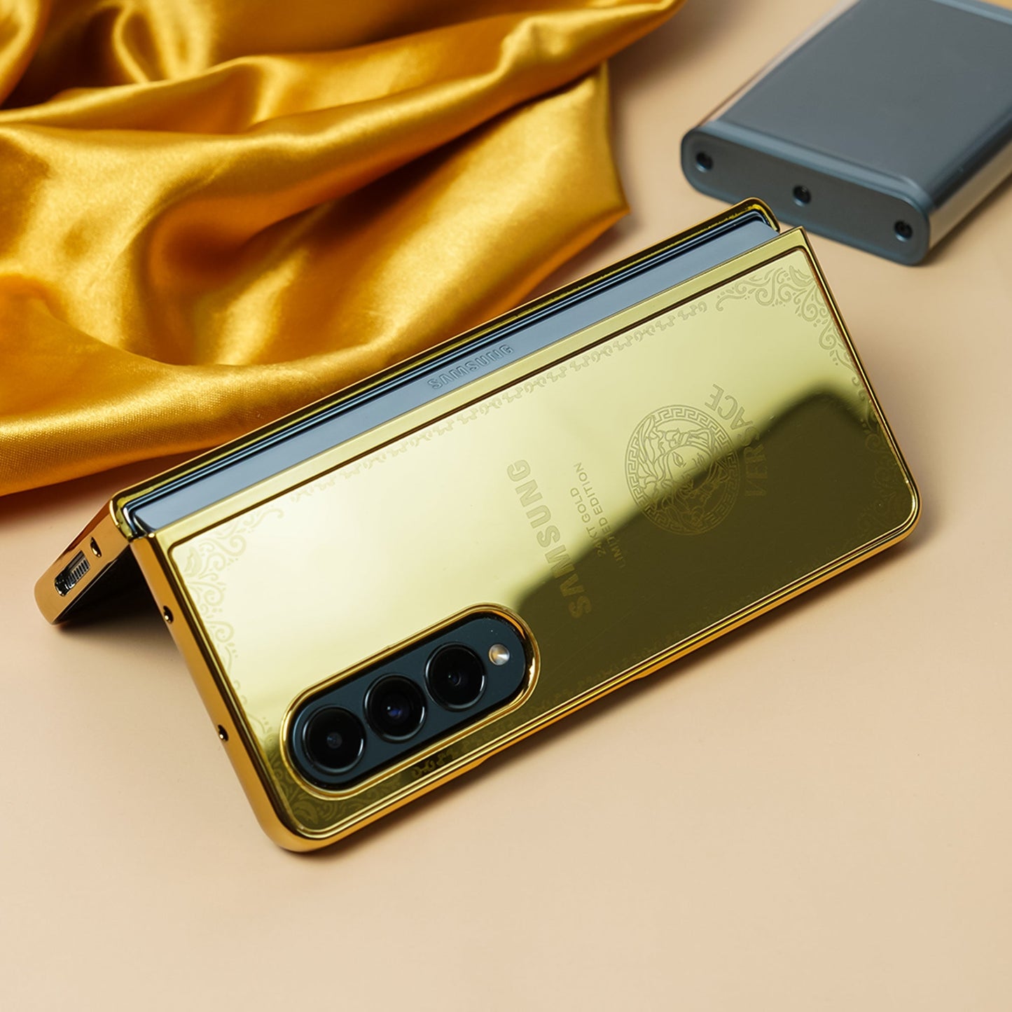 Galaxy Z Fold4 Crafted Gold Luxurious Camera Protective Case