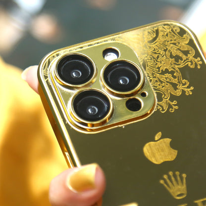 iPhone 15 Series Crafted Gold Luxurious Camera Protective Case