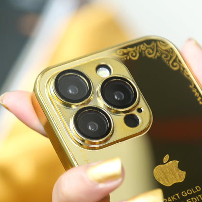 iPhone 15 Series Crafted Gold Luxurious Camera Protective Case