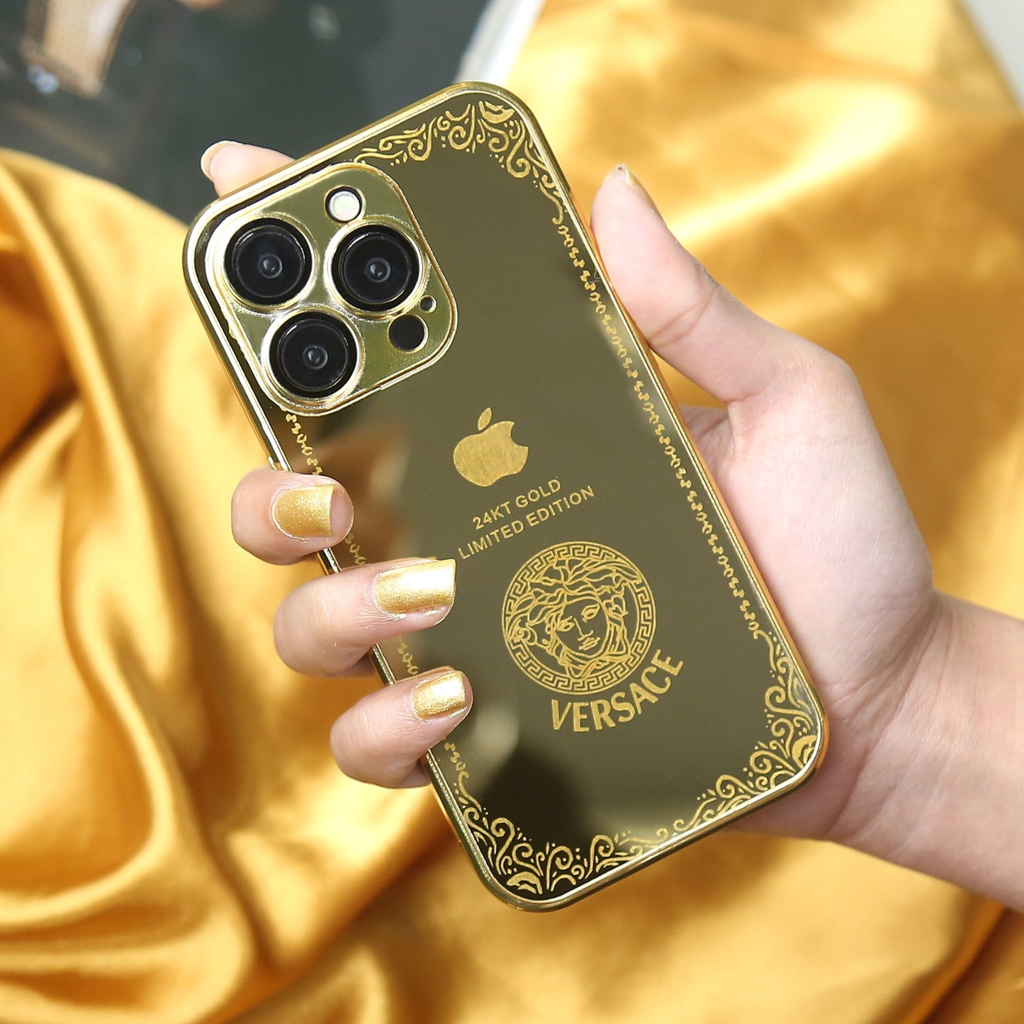 iPhone 15 Series Crafted Gold Luxurious Camera Protective Case