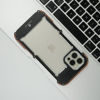 R-Just Aluminium Natural Wood Anti Shock Bumper Case - iPhone