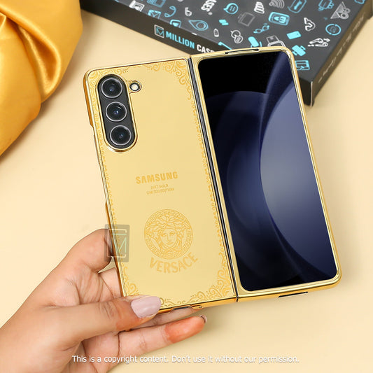 Galaxy Z Fold5 Crafted Gold Luxurious Camera Protective Case