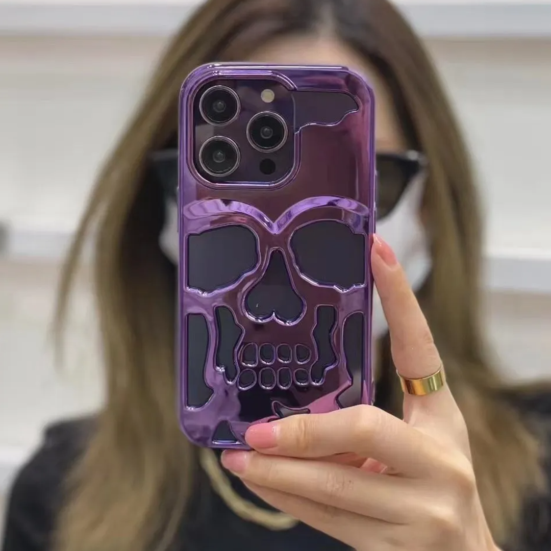 iPhone 14 Series Hollow Skull Design Case