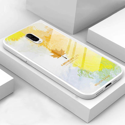 OnePlus 6 Watercolor Mapple Leaf Glass Case