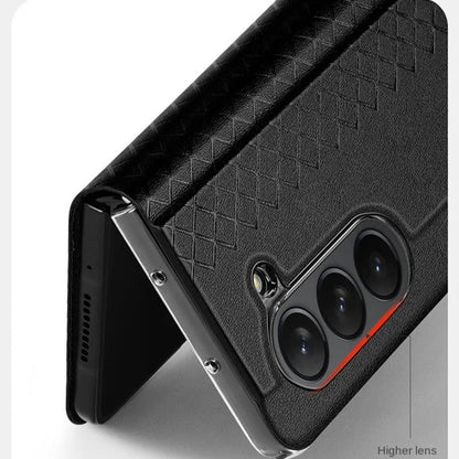 Galaxy Z Fold5 Luxury Lattice Leather Hinge Protection Case