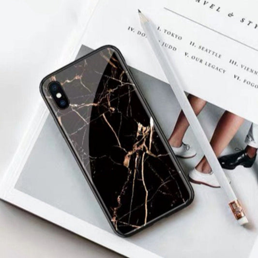 iPhone X/XS - Gold Dust Texture Marble Glass Case