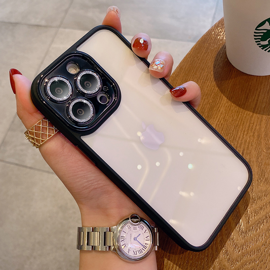 Diamond Camera Lens Clear Bumper Case - iPhone