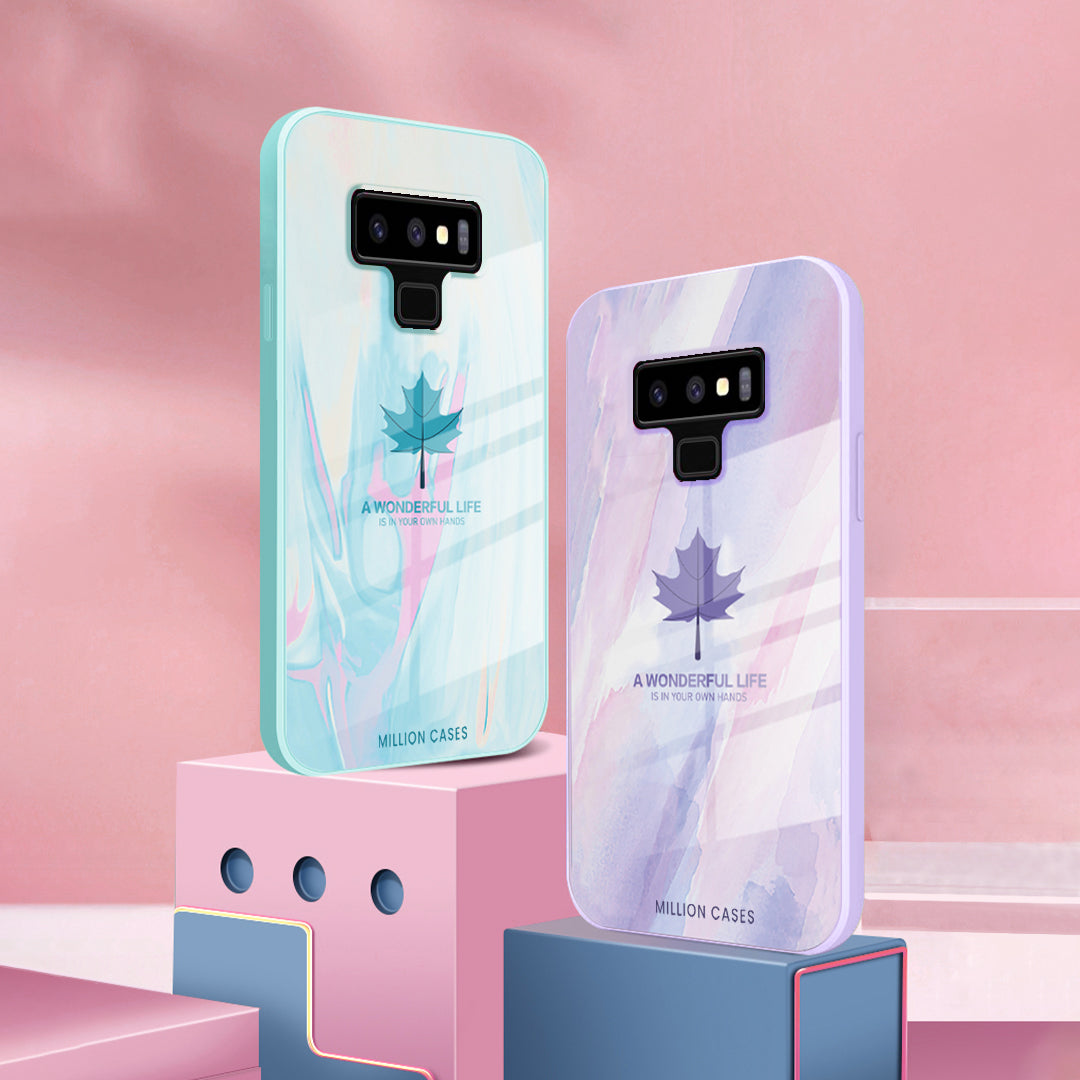 Galaxy Note 9 Watercolor Mapple Leaf Glass Case