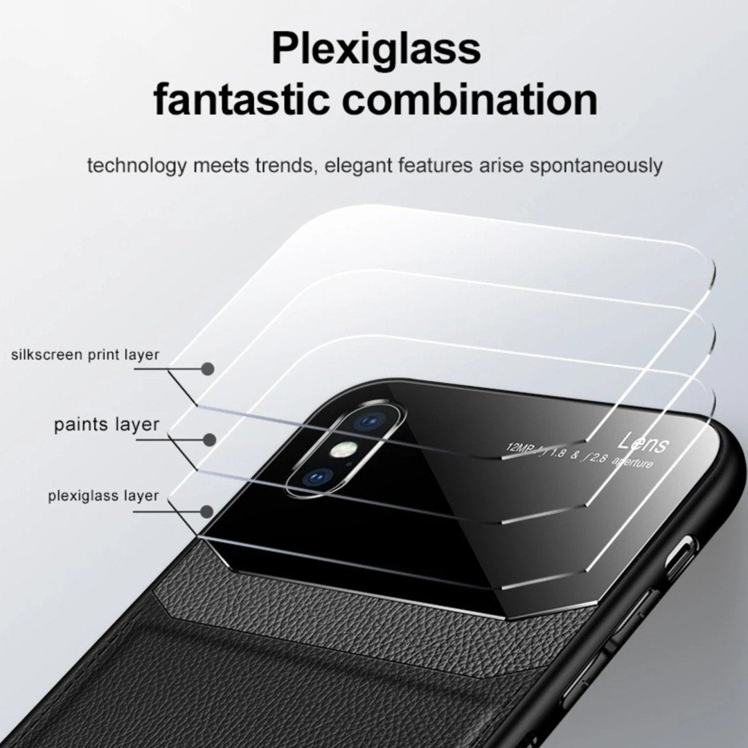 iPhone X/XS - Sleek Slim Leather Glass Case