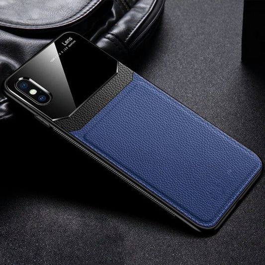 iPhone Xs Max Sleek Slim Leather Glass Case
