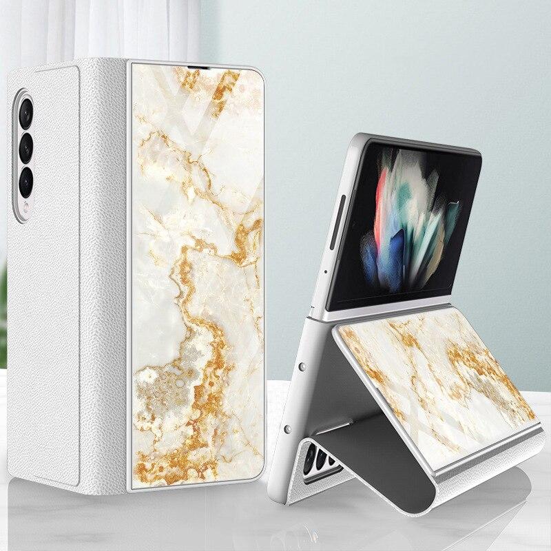 Galaxy Z Fold3 Marble Texture Glass Case