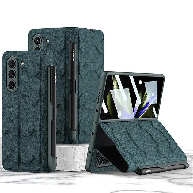 Galaxy Z Fold5 Shell Film Integrated Warrior Leather Case
